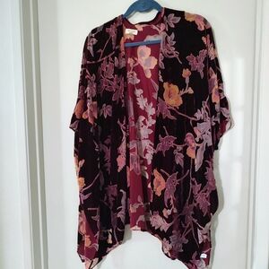 Velour Burgundy Floral Kimono